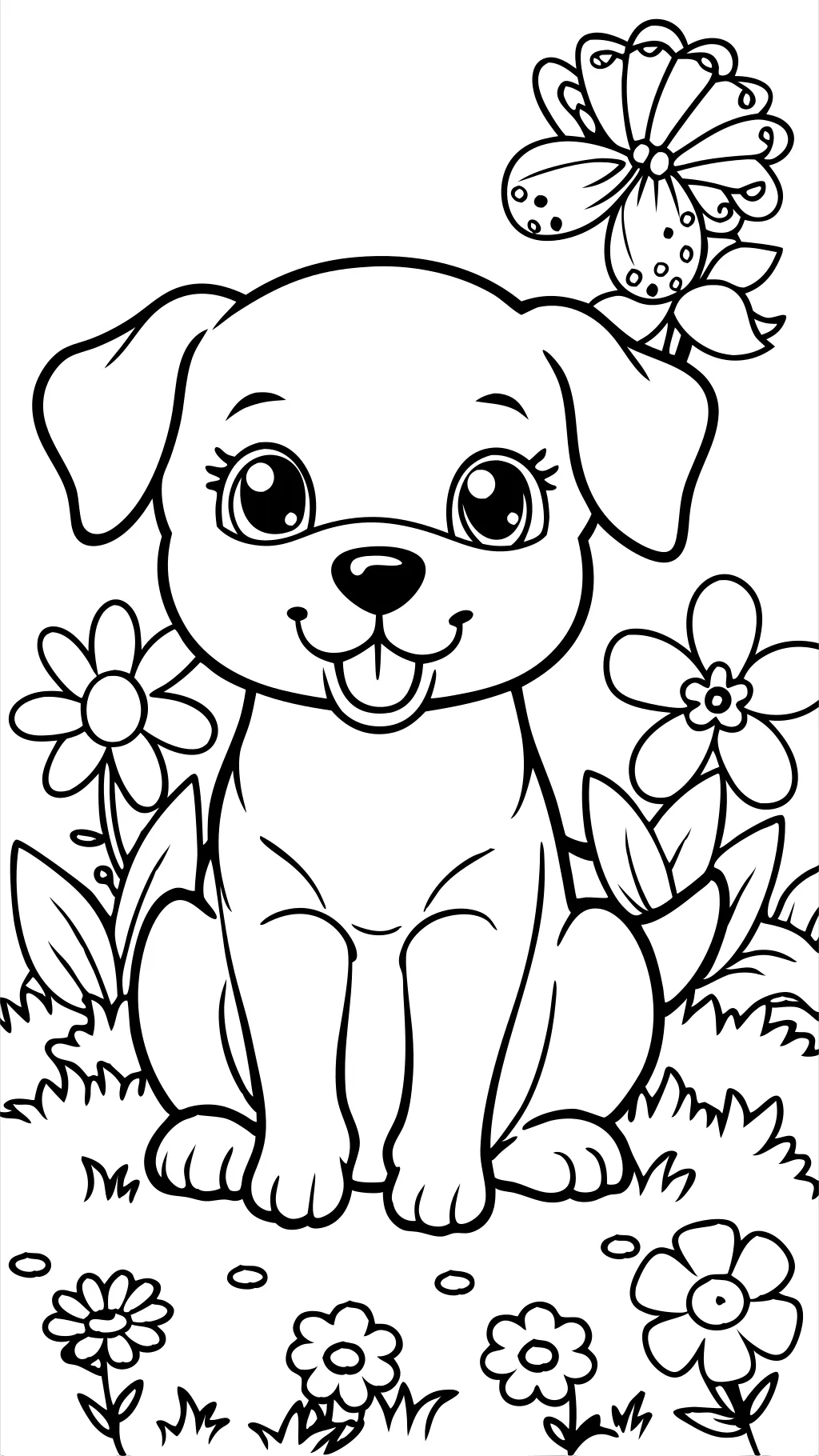 coloriage de chiot mignon